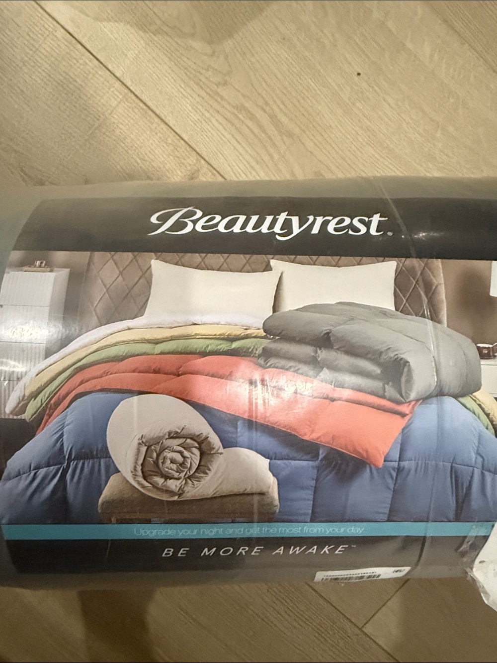 Macy's Beautyrest Multicolor Reversible Comforter - Blue, Coral, Gray, Green